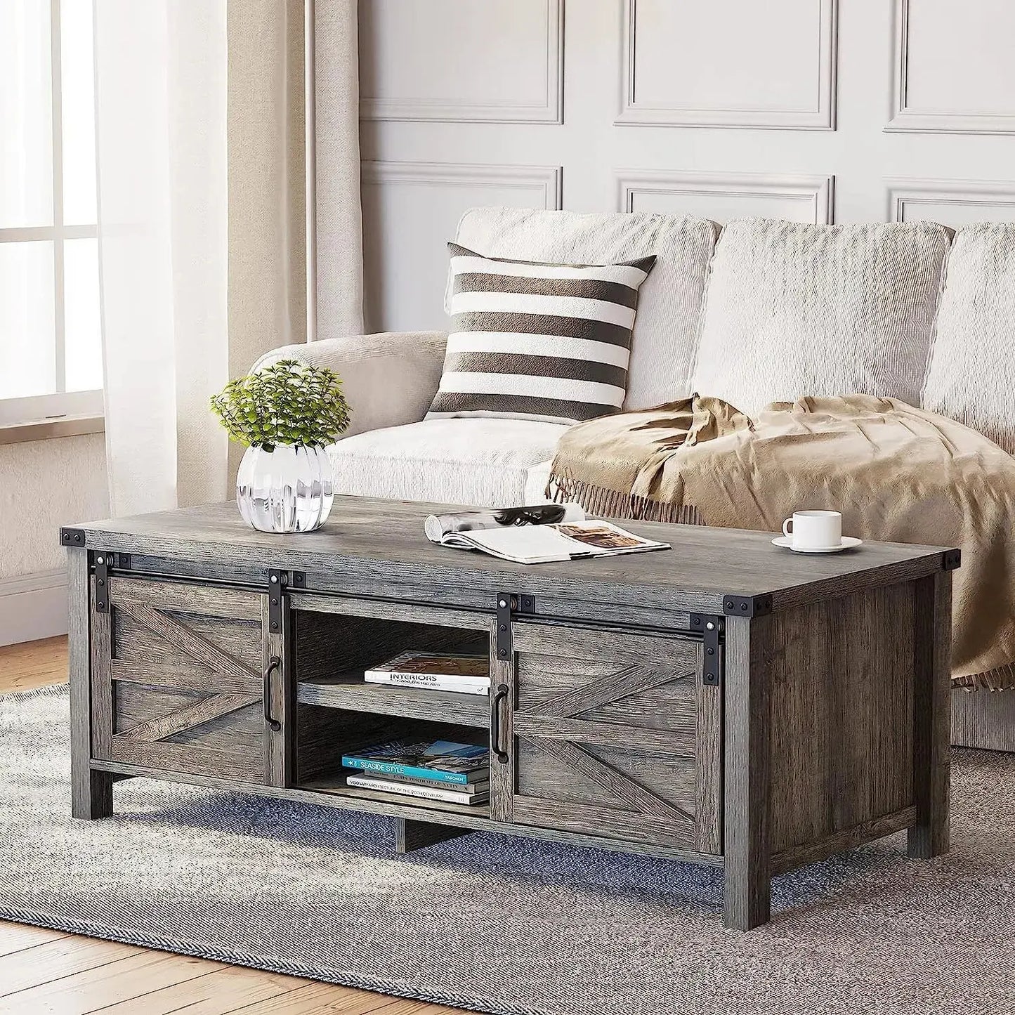 Marc Modern Farmhouse Coffee Table With Storage Canva Home