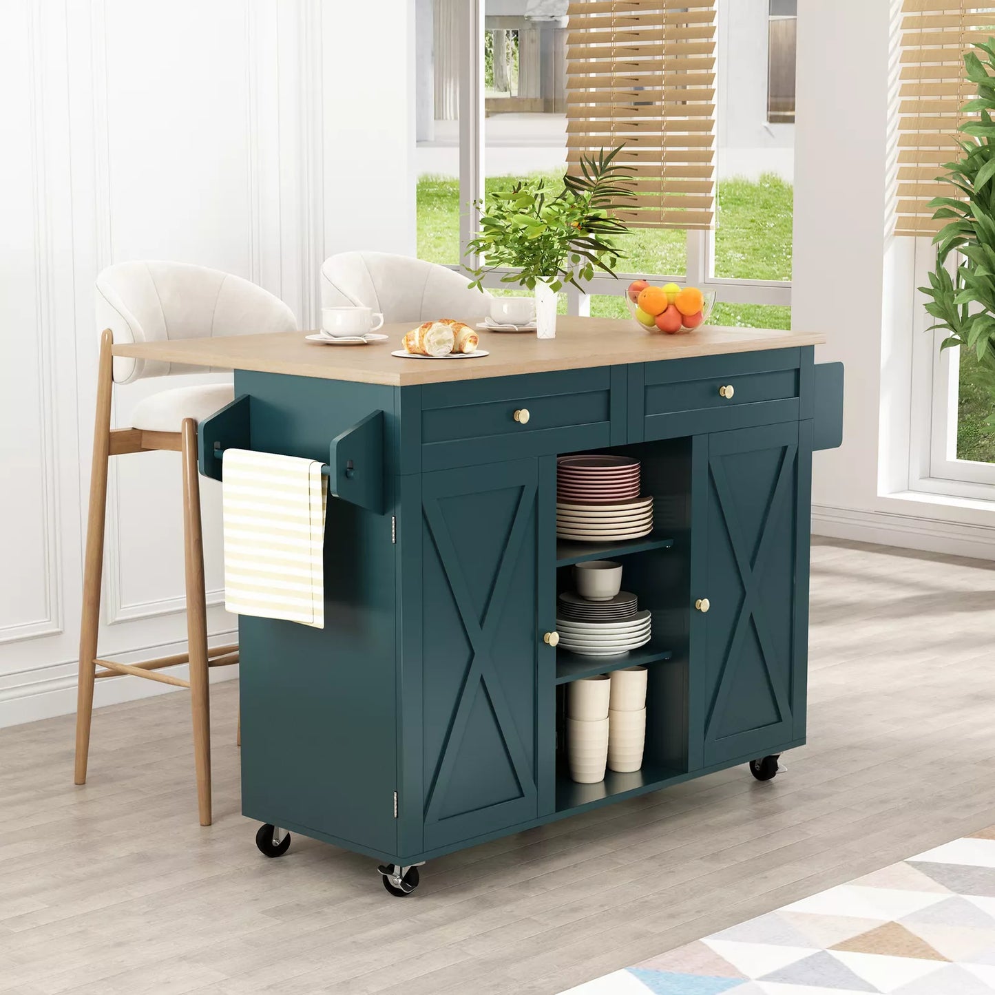 Cole Rolling Drop Leaf Kitchen Island Cart