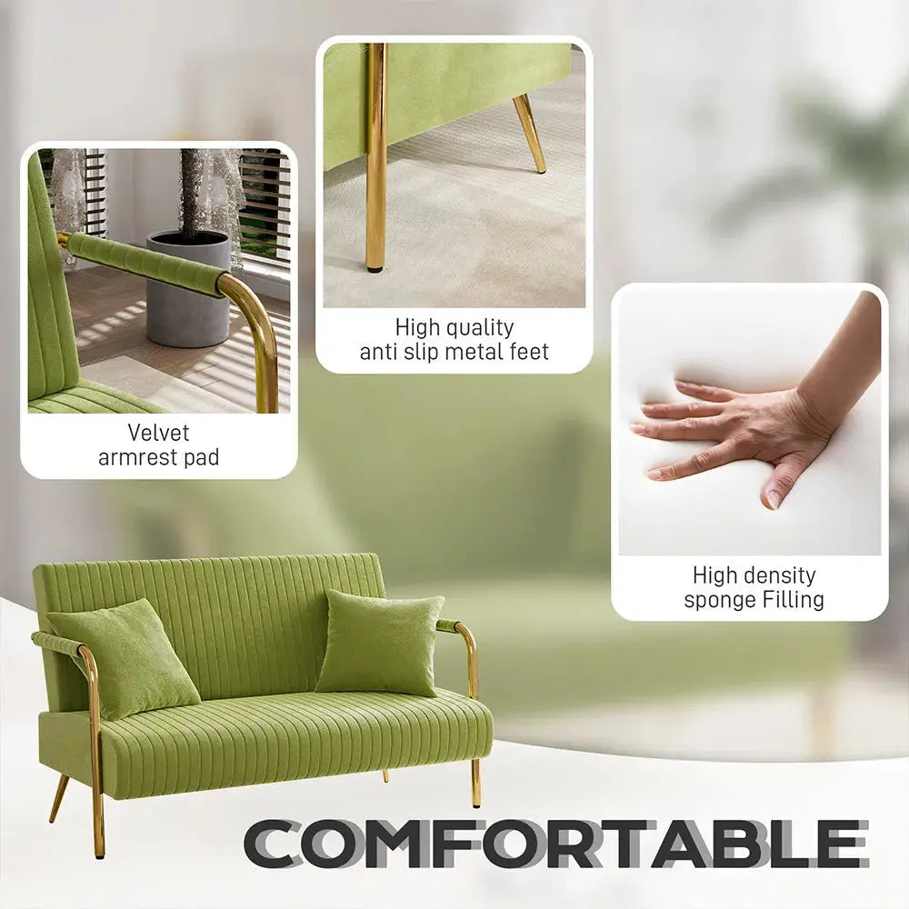 Green Velvet Loveseat Couch Canva Home