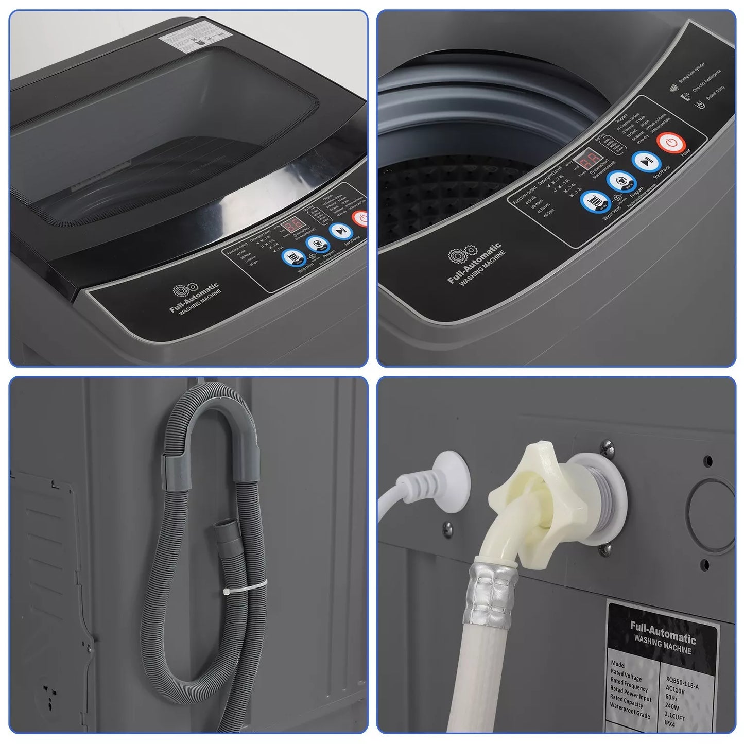 17.8lbs Portable Apartment Ventless Washer & Dryer Combo (Glass)