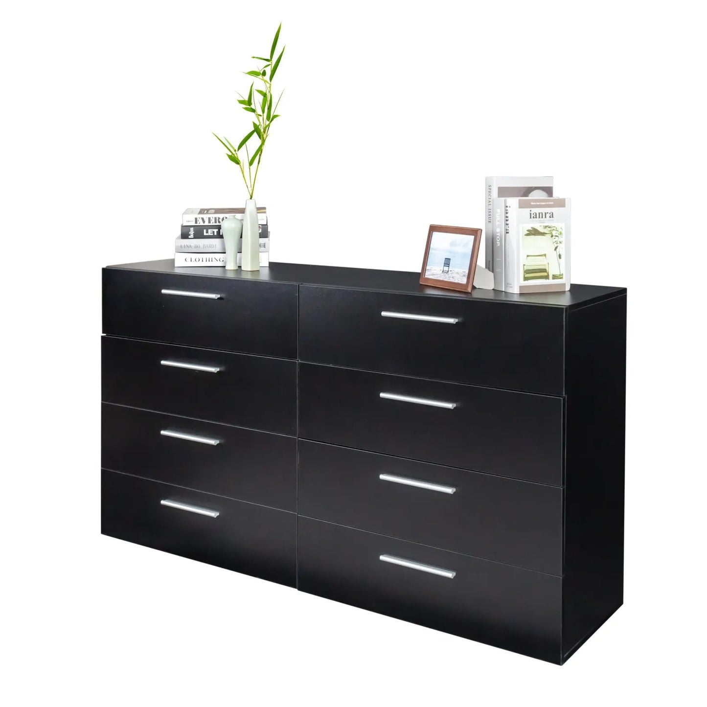 Noah Black Modern 8 Drawer Chest Dresser