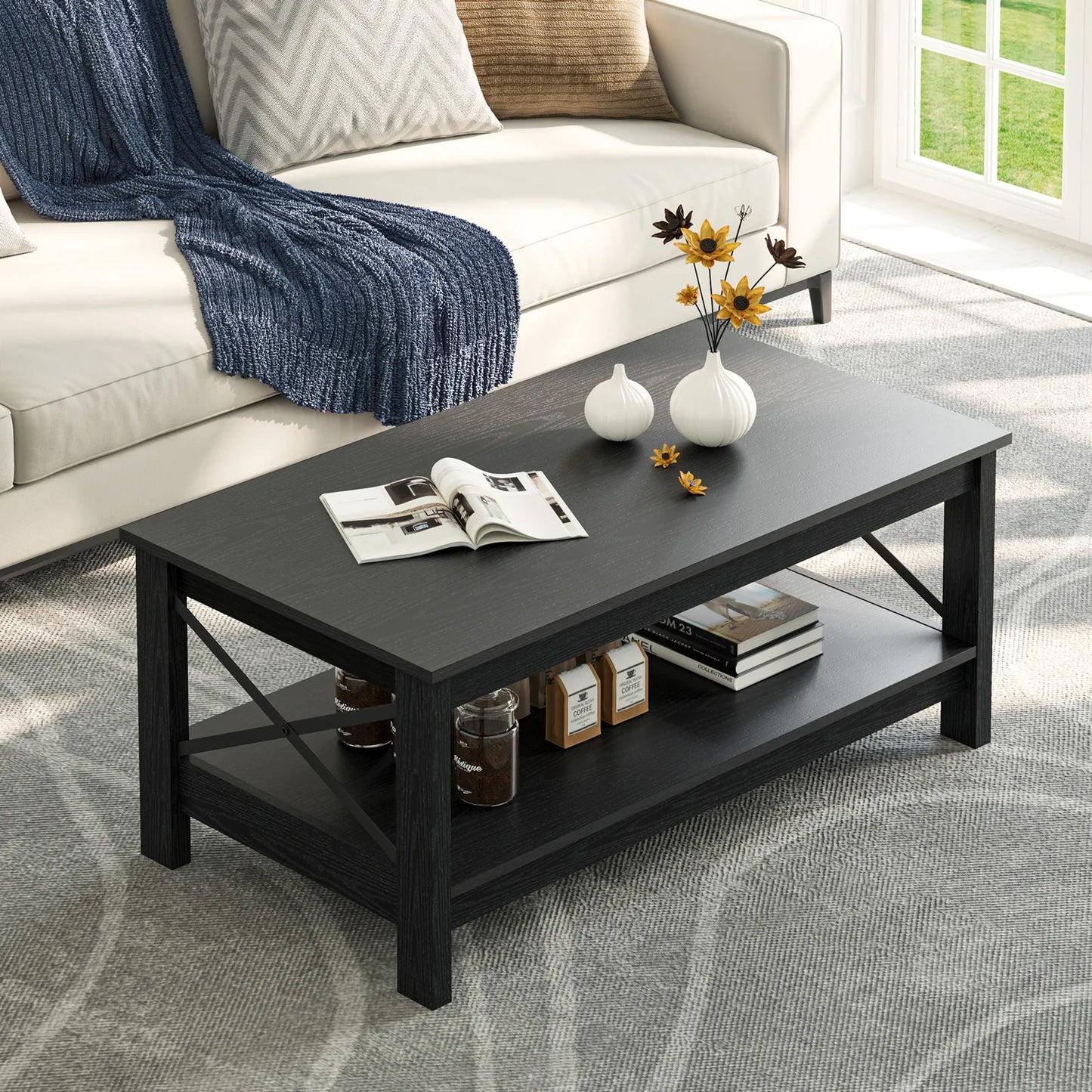 Ty Modern Farmhouse Coffee Table With Storage