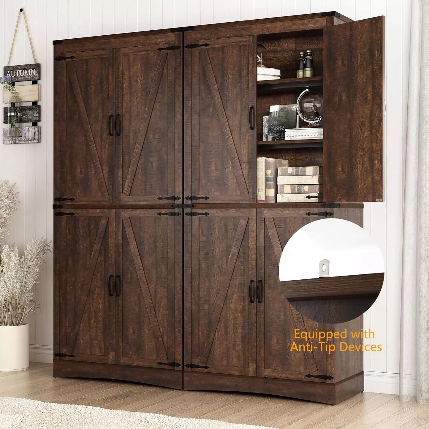 Rafe Tall Farmhouse Kitchen Pantry Cabinet