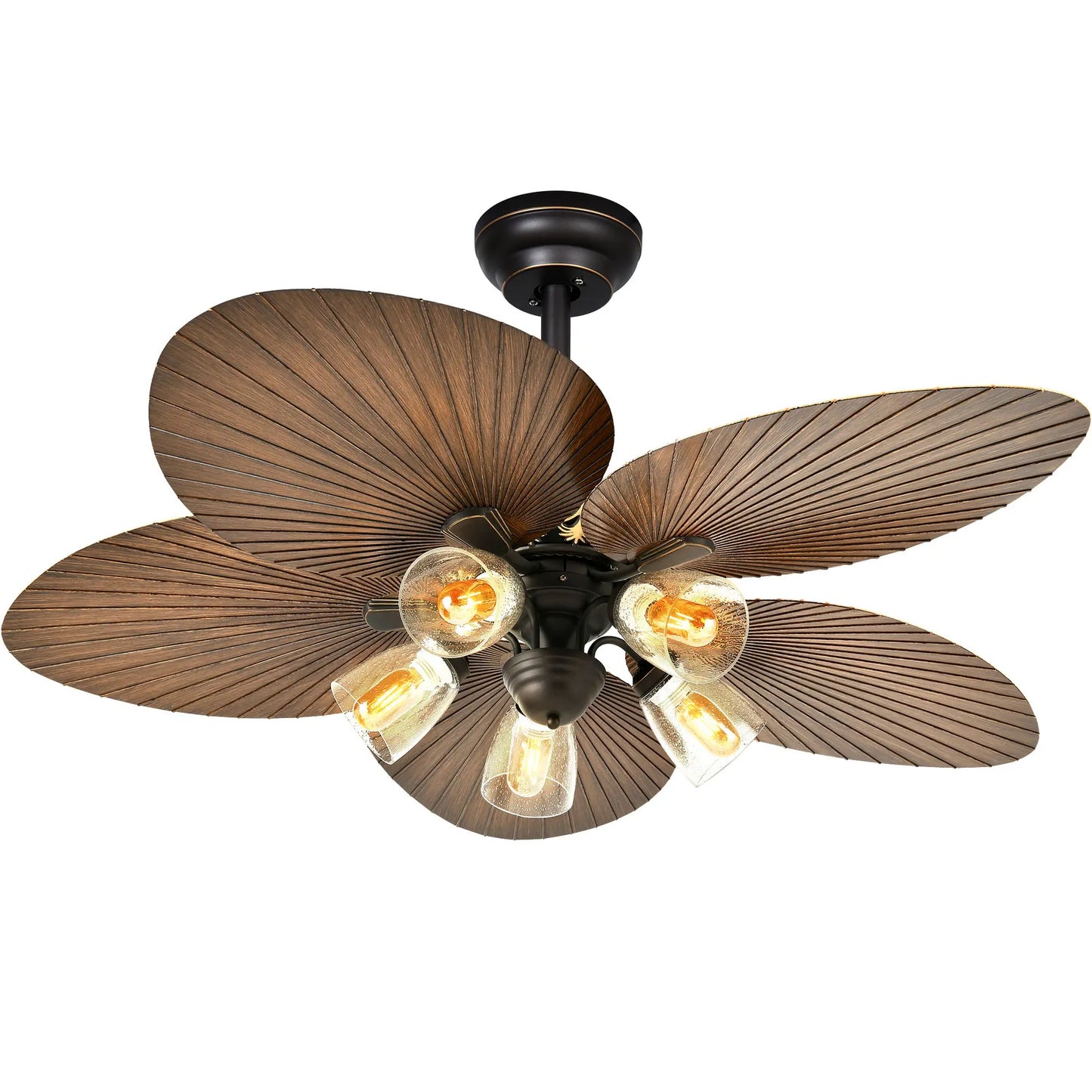 Palm Leaf Ceiling Fan With Light & Remote
