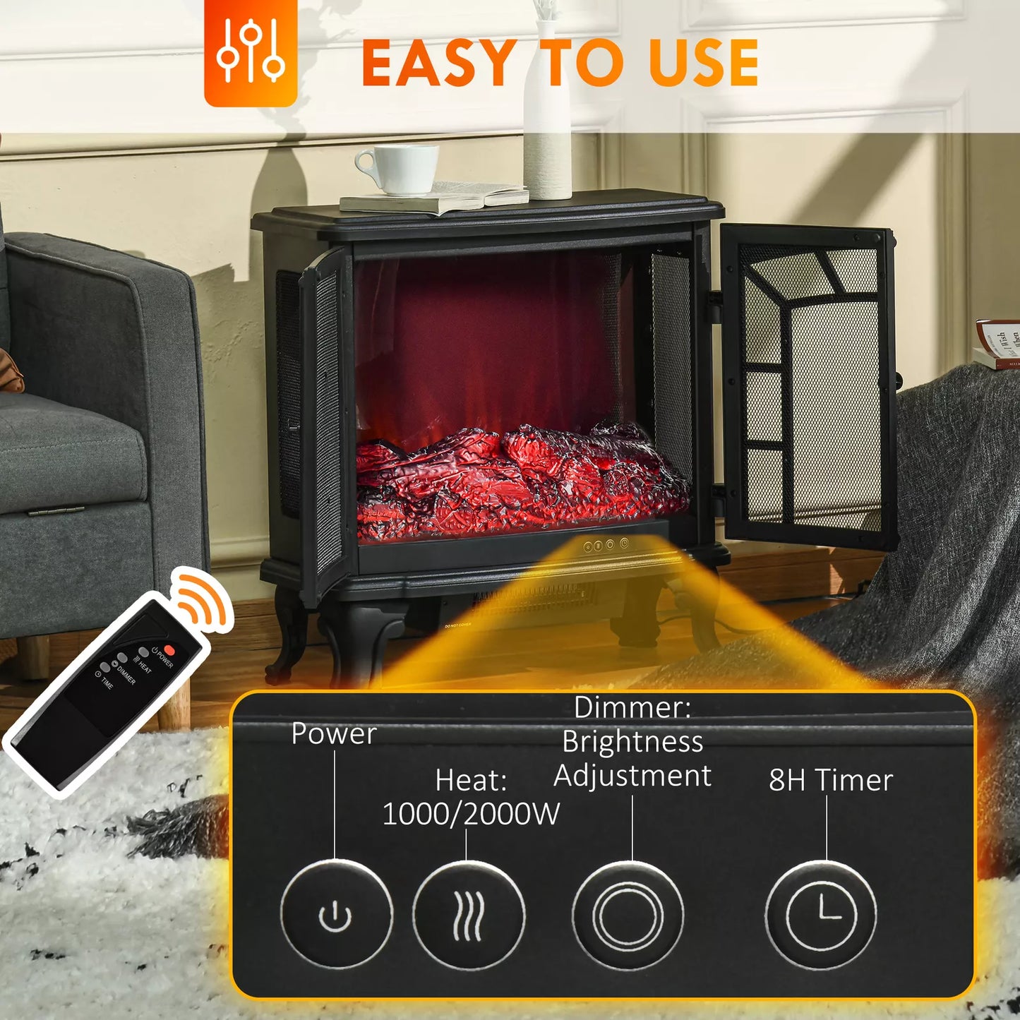 Small Decorative Electric Log Fireplace