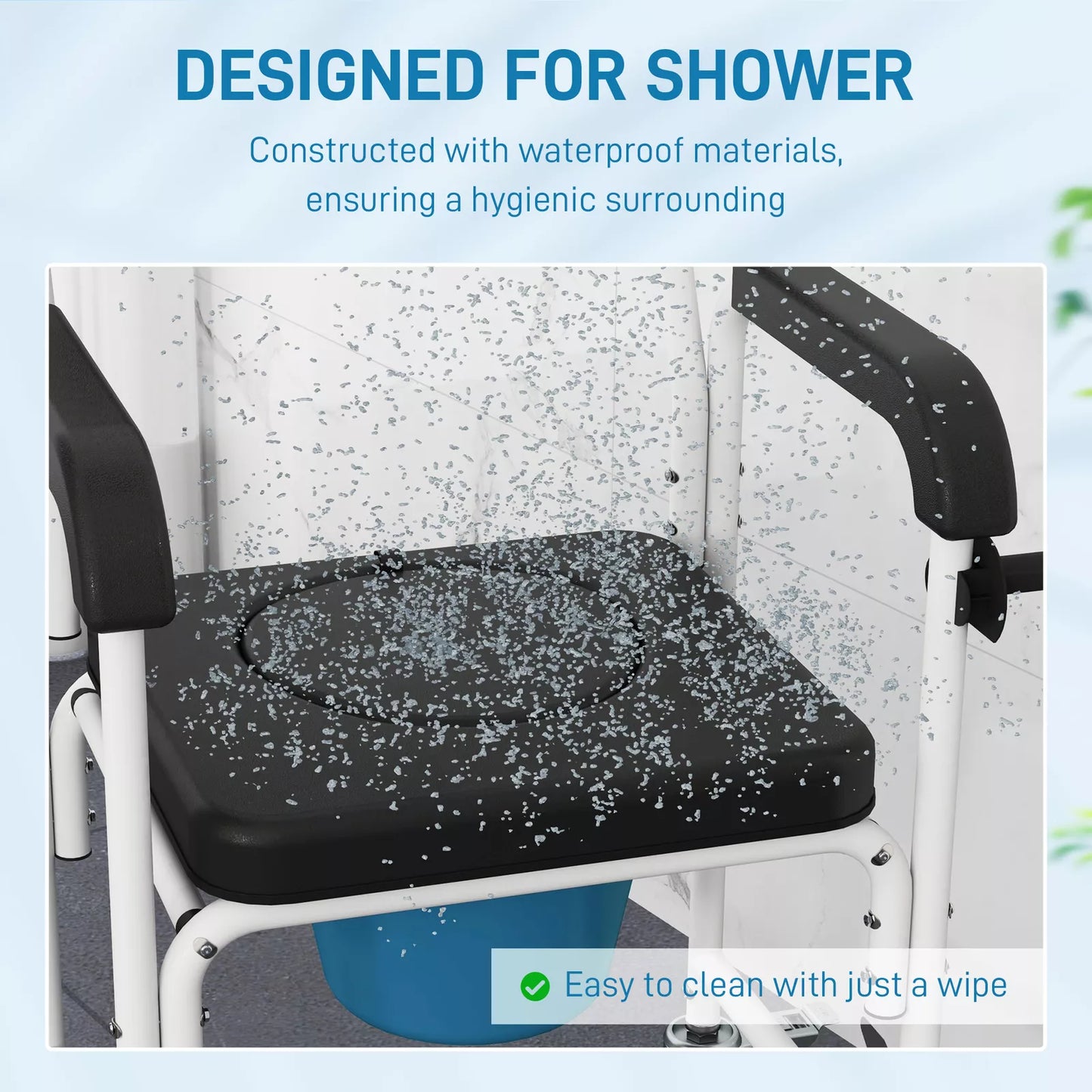 Waller Elderly Shower Commode Wheelchair
