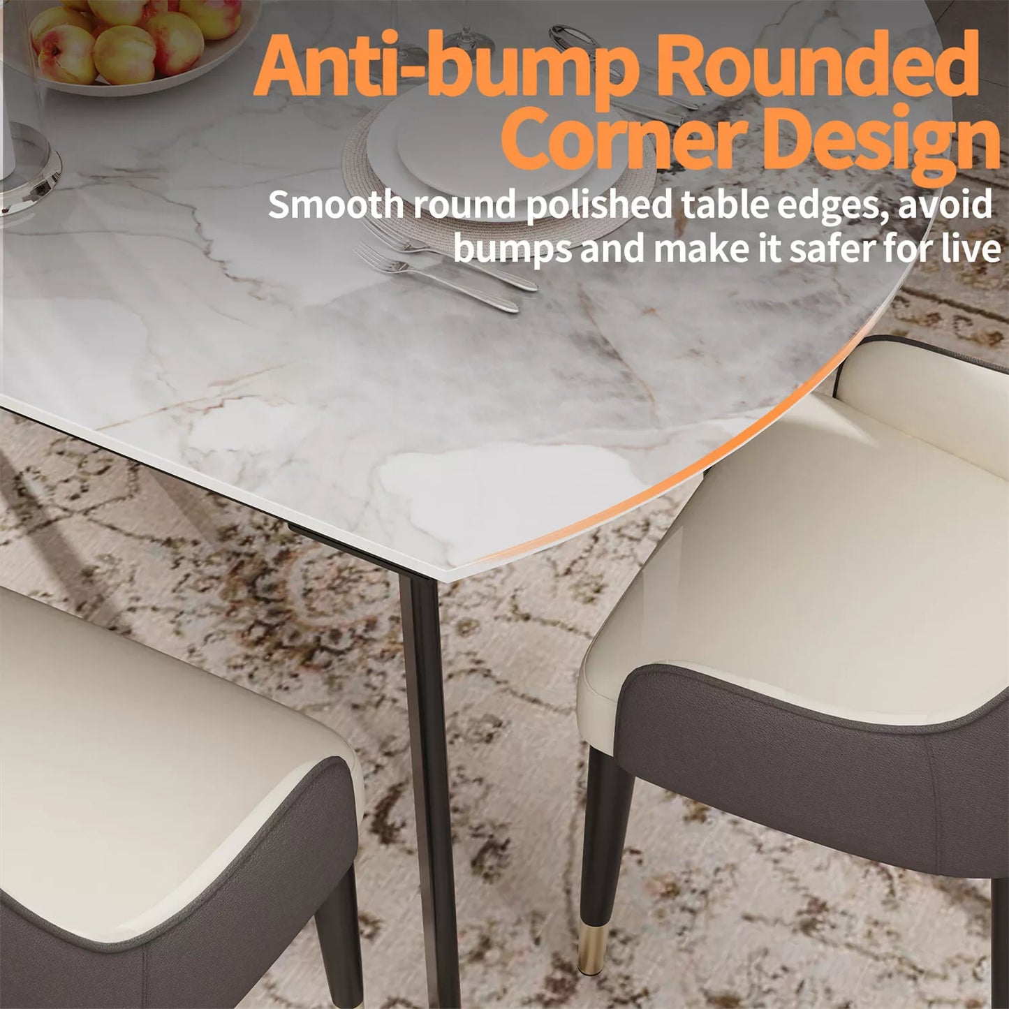 Caspar Marble Round Extendable Dining Table For 6