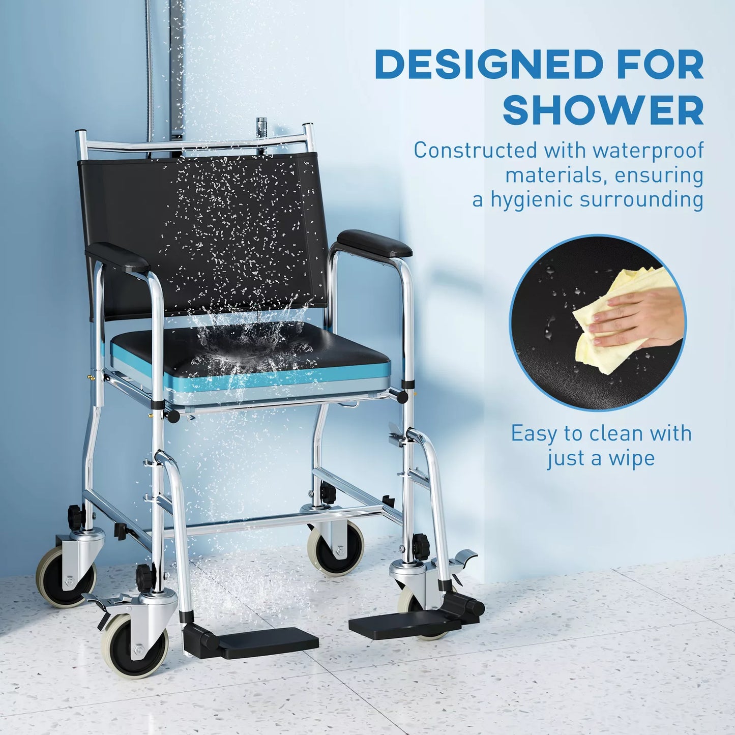 Ophelia Elderly Shower Commode Wheelchair