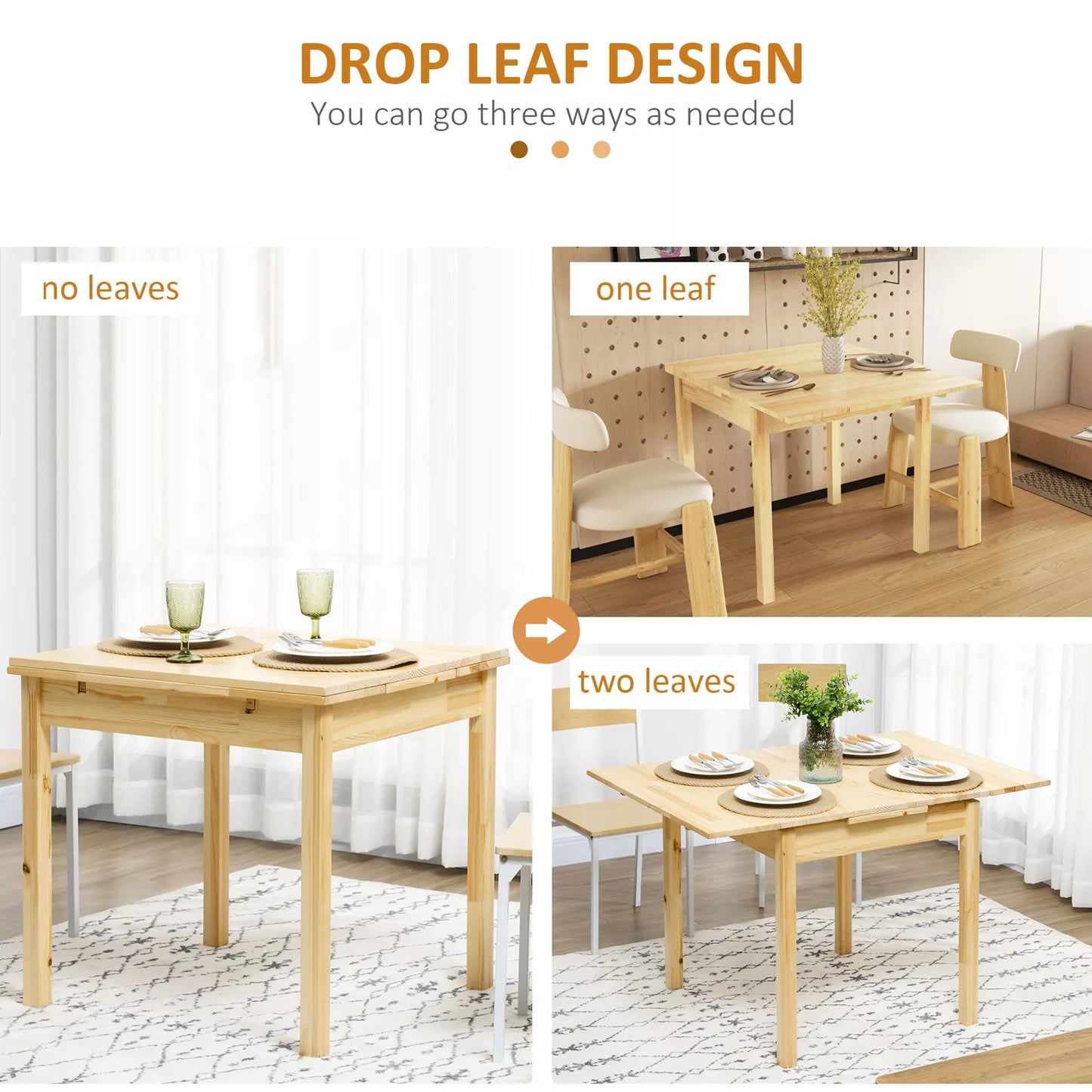 Zahra Wooden Space Saving Drop Leaf Dining Table