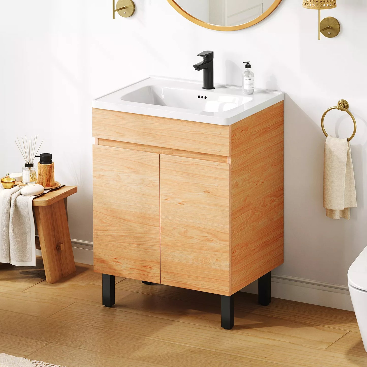24" Small Bathroom Vanity Cabinet With Sink