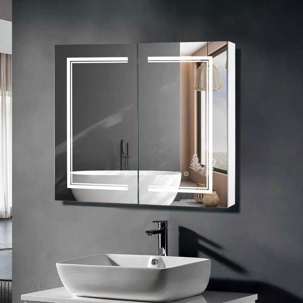32" Mirrored Lighted Medicine Cabinet