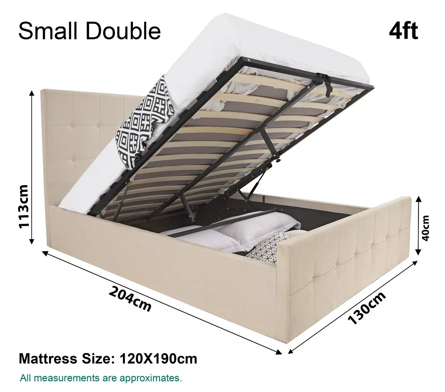 Lam Small Double Ottoman Bed Frame