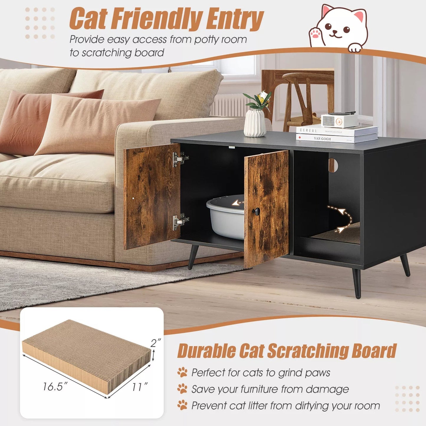 Vance Cat Litter Box Enclosure Furniture Canva Home