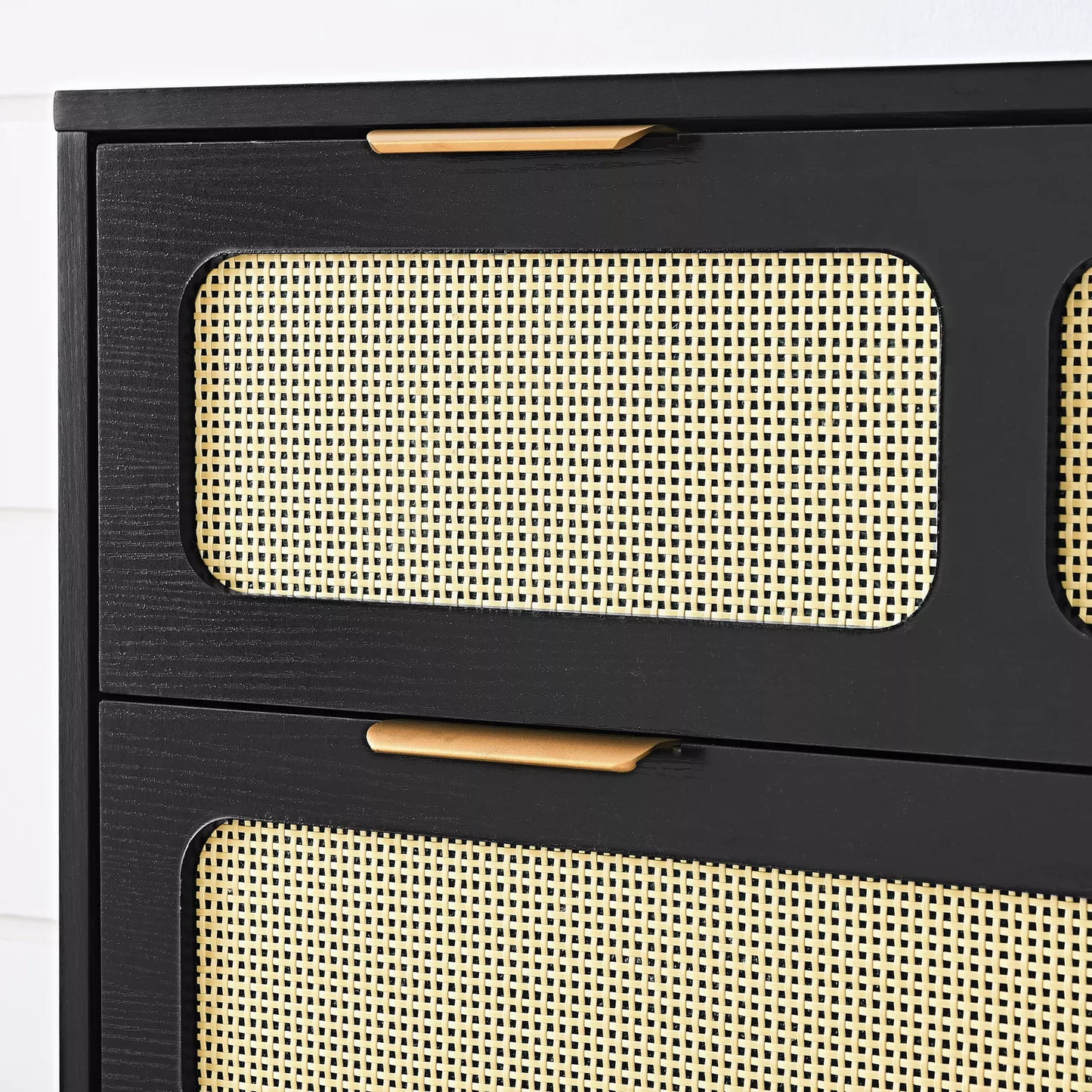 Zain Rattan Black Small 3 Drawer Chest Dresser