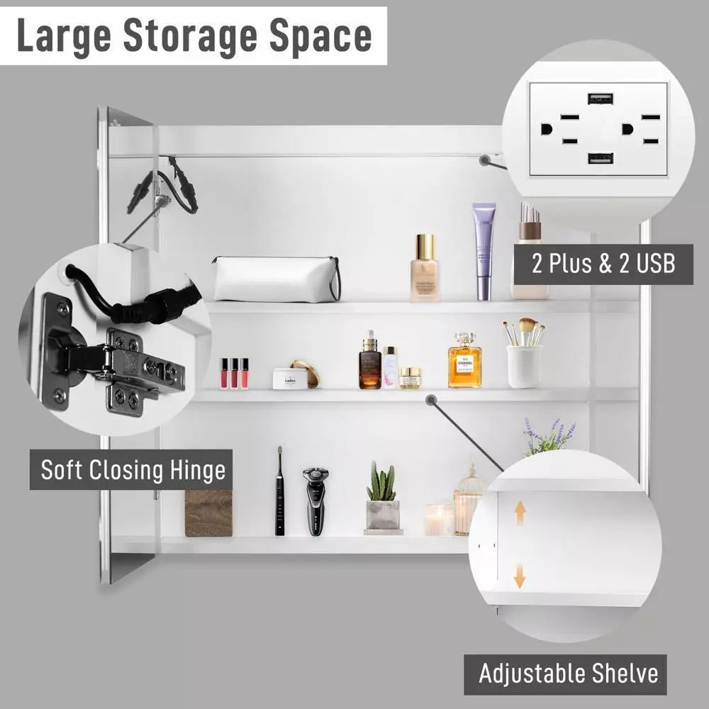 32" Mirrored Lighted Medicine Cabinet