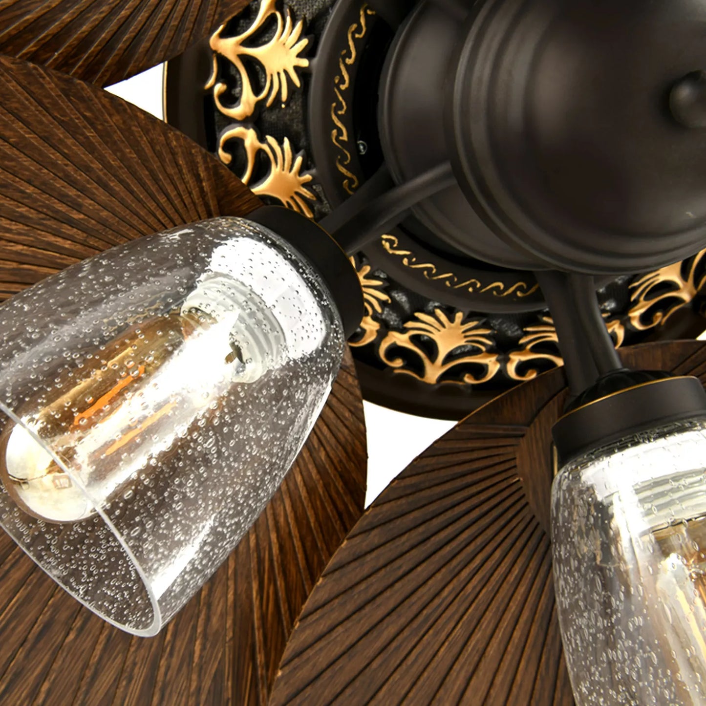 Palm Leaf Ceiling Fan With Light & Remote