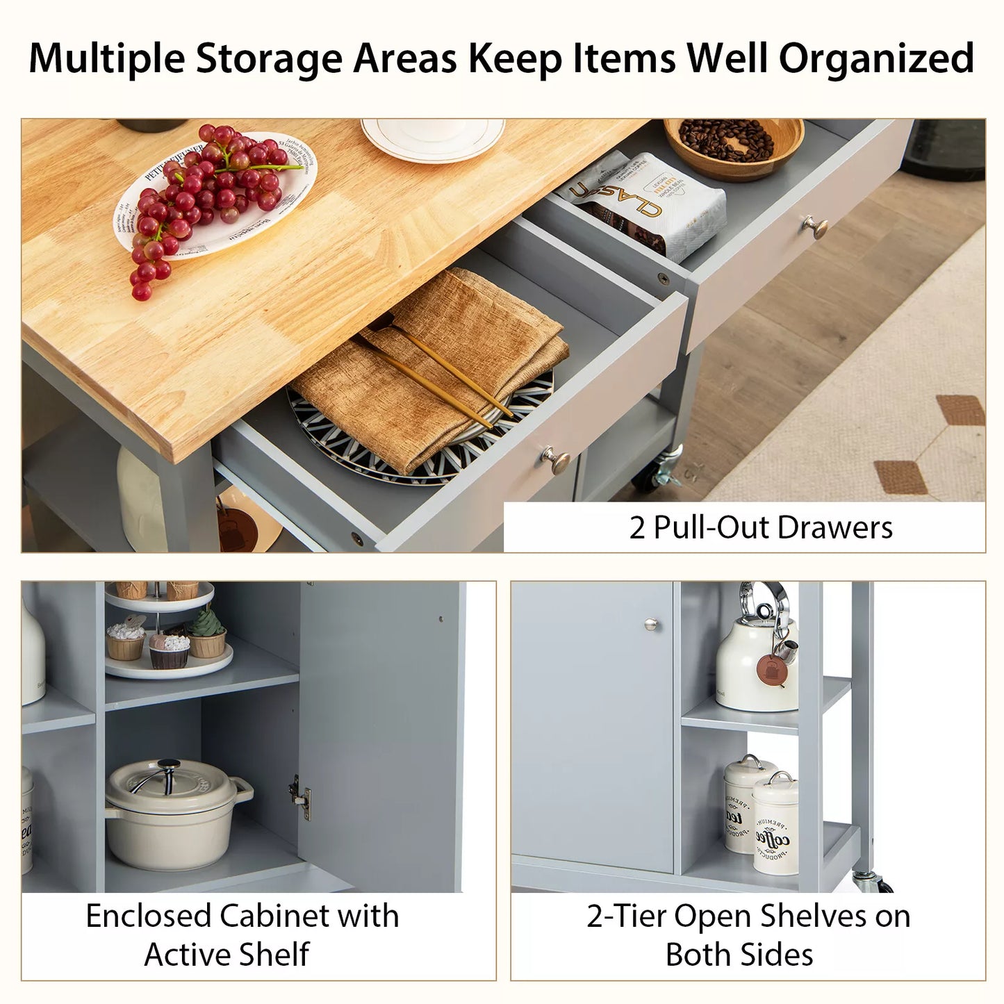 Pablo Rolling Kitchen Island Cart