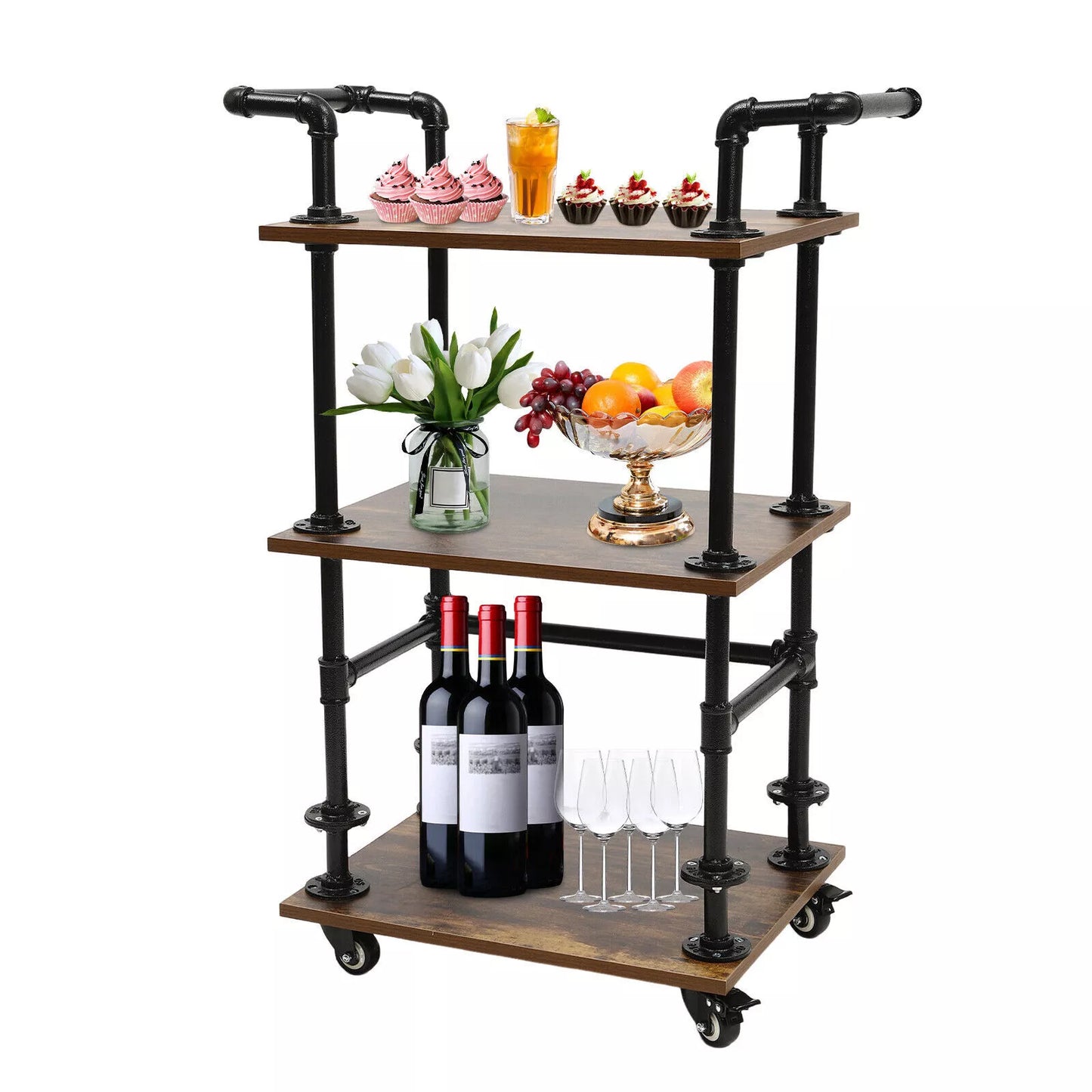 Retro Rolling Beverage Bar Cart