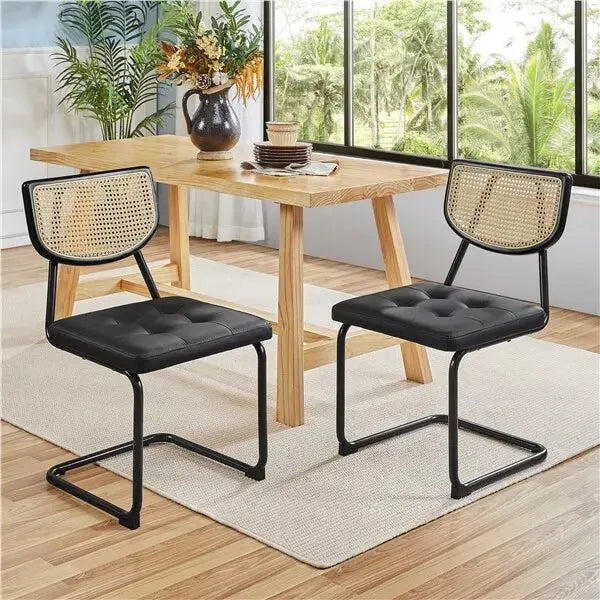 Keith Mid Century Rattan Dining Chair (Set of 2) Canva Home