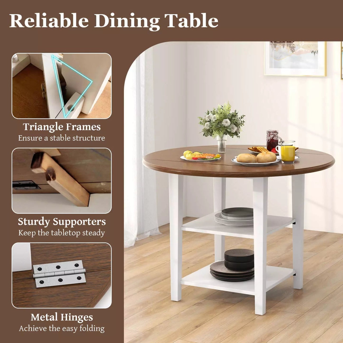 Lowe Round Drop Leaf Dining Table Canva Home