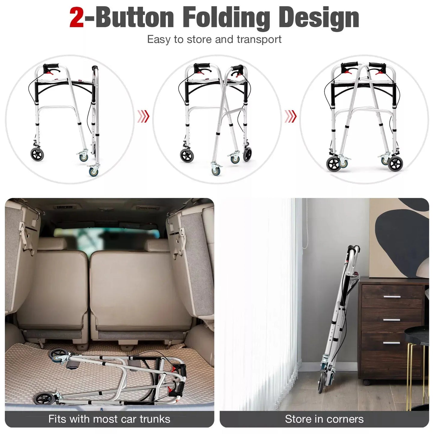 Senior Lightweight Mobility Walker With Seat (With Brake) Canva Home