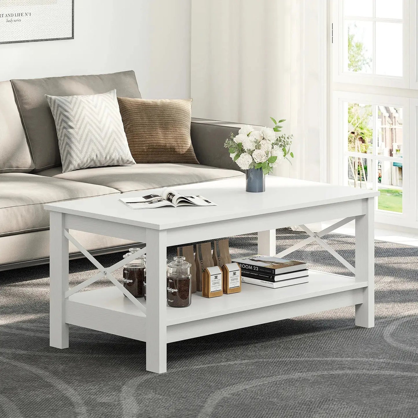 Ty Modern Farmhouse Coffee Table With Storage Canva Home