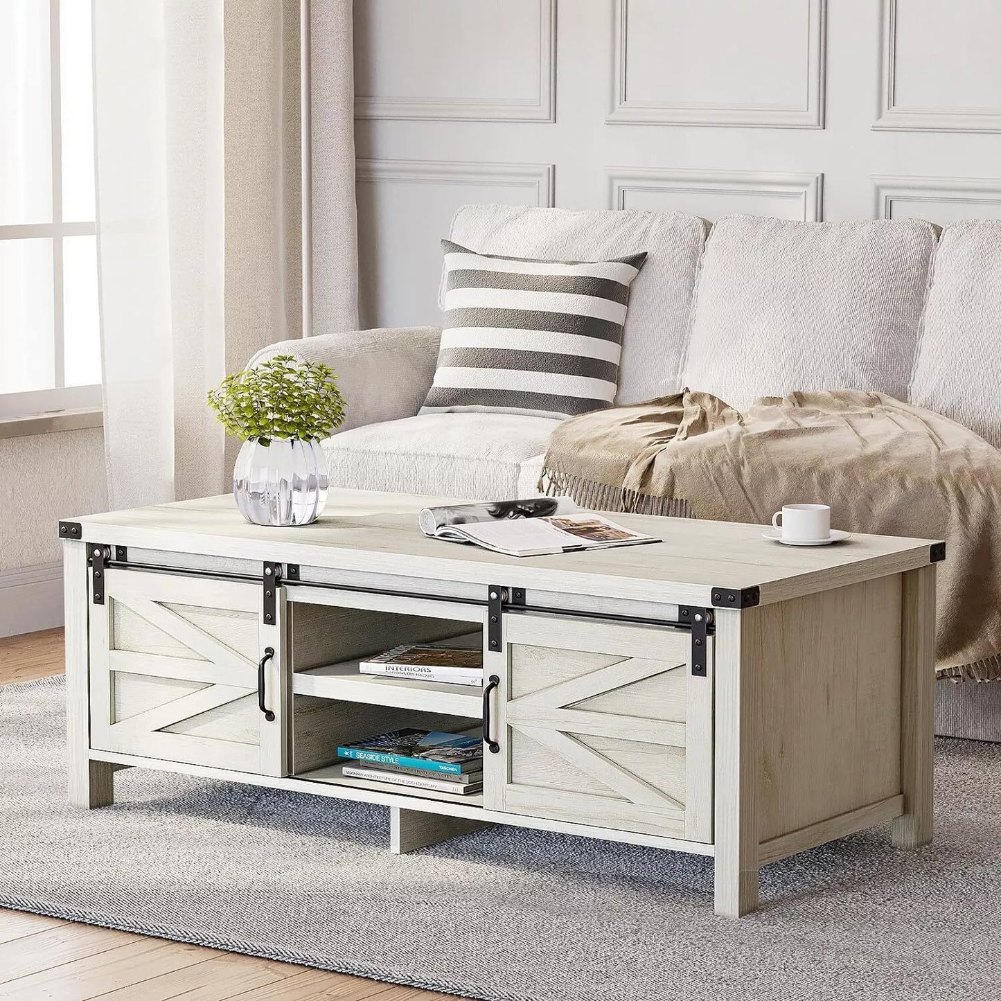 Marc Modern Farmhouse Coffee Table With Storage