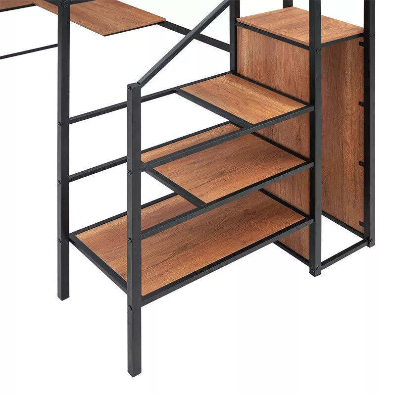 Kezia Full Loft Bed With Desk & Stairs