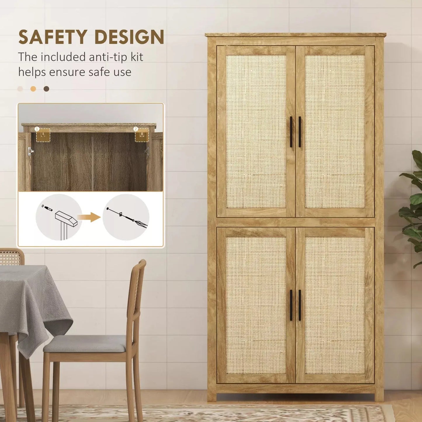 Vance Rattan Kitchen Pantry Cabinet Canva Home