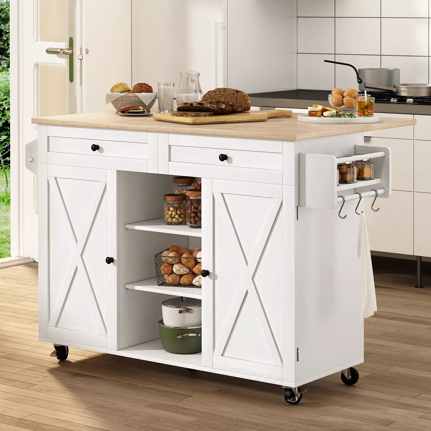 Cole Rolling Drop Leaf Kitchen Island Cart