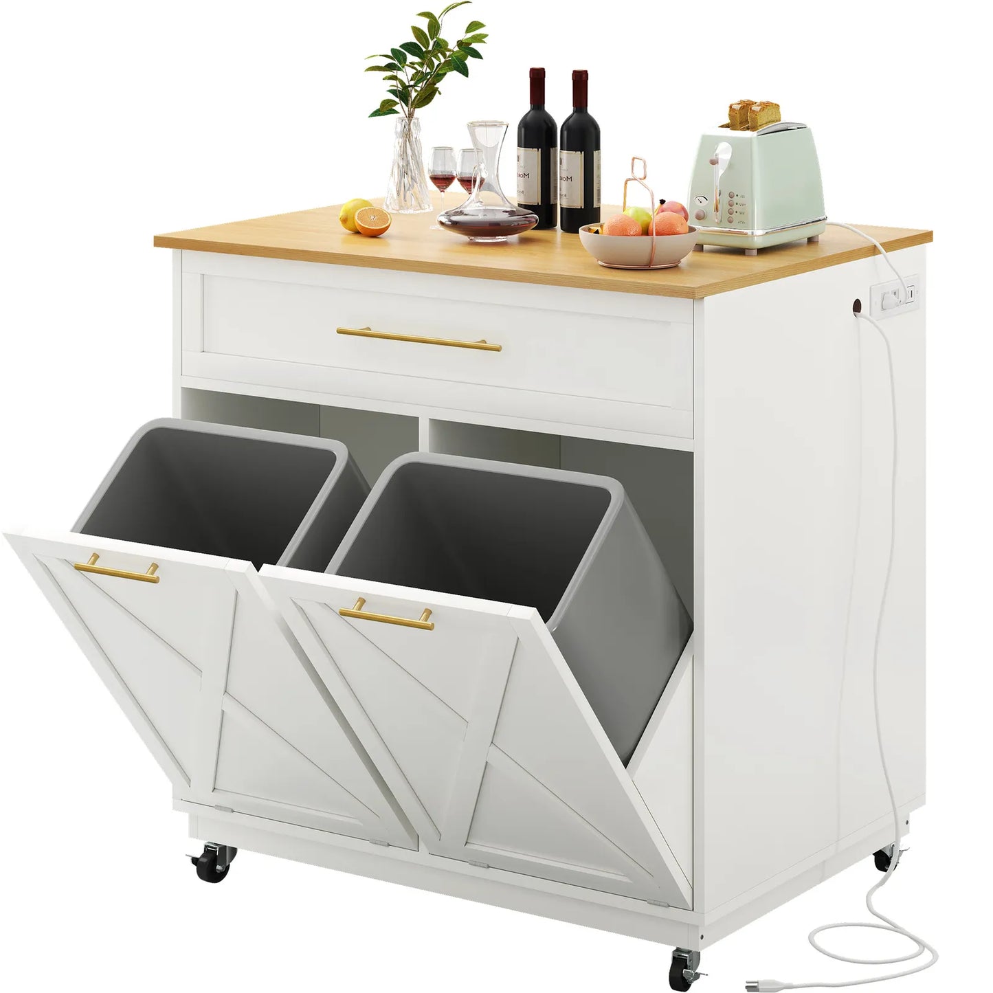 Aoife Dual Kitchen Trash Can Cabinet