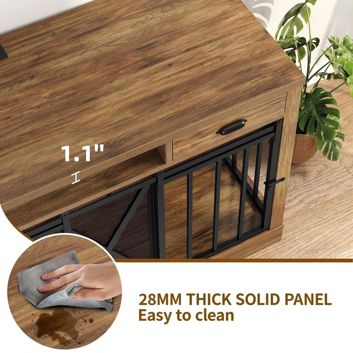 63" Zain Double Dog Crate Furniture For 2 Dogs
