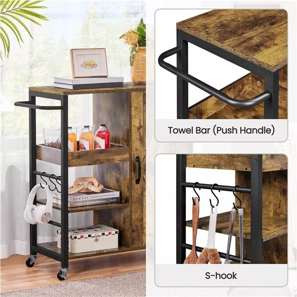 Dunn Rustic Rolling Kitchen Island Cart