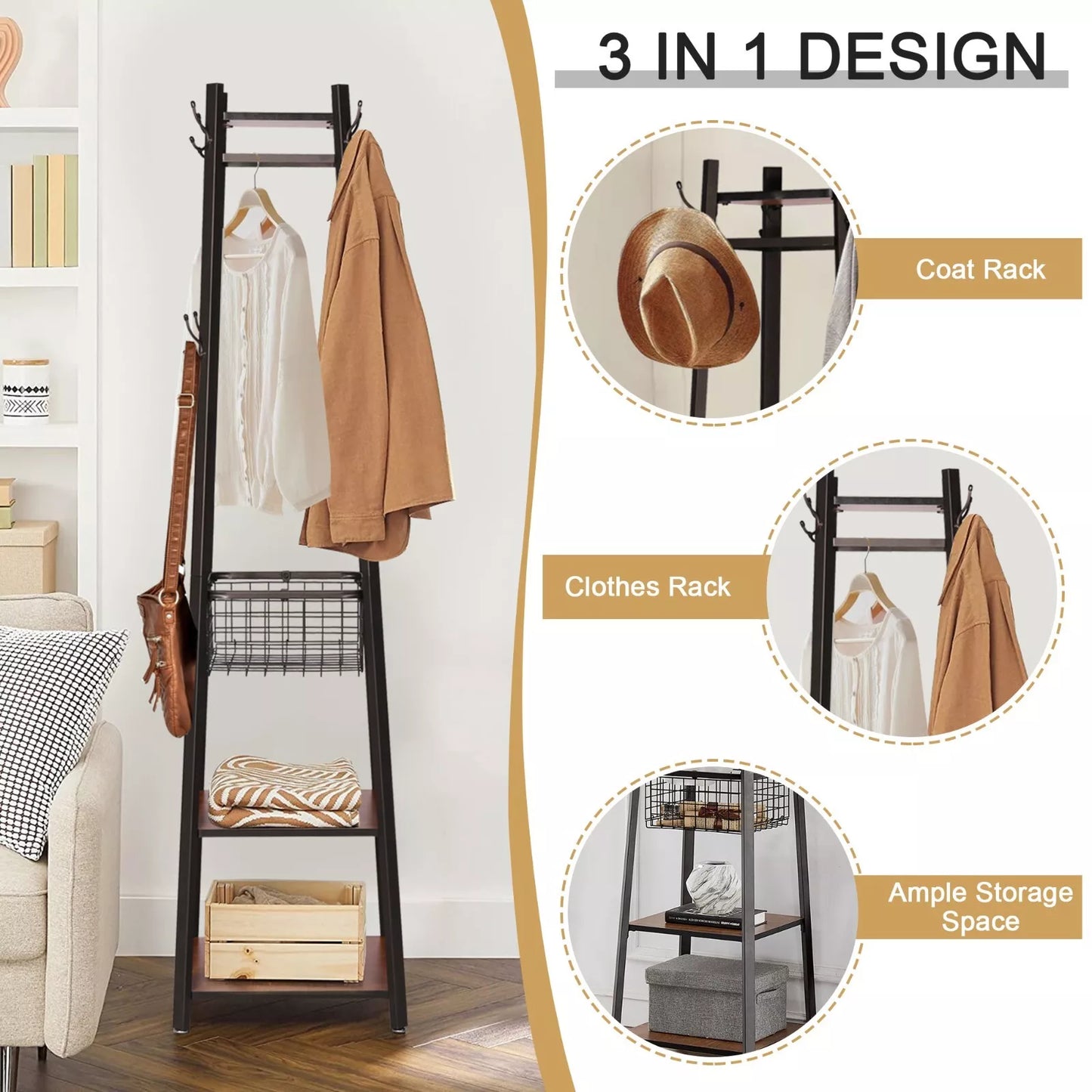 Ann Antique Coat & Clothes Rack Stand