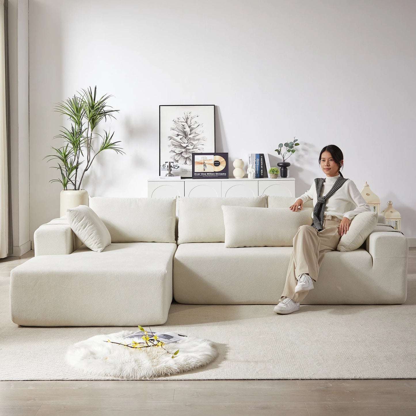 Modern Modular L Shaped Sectional Sleeper Couch