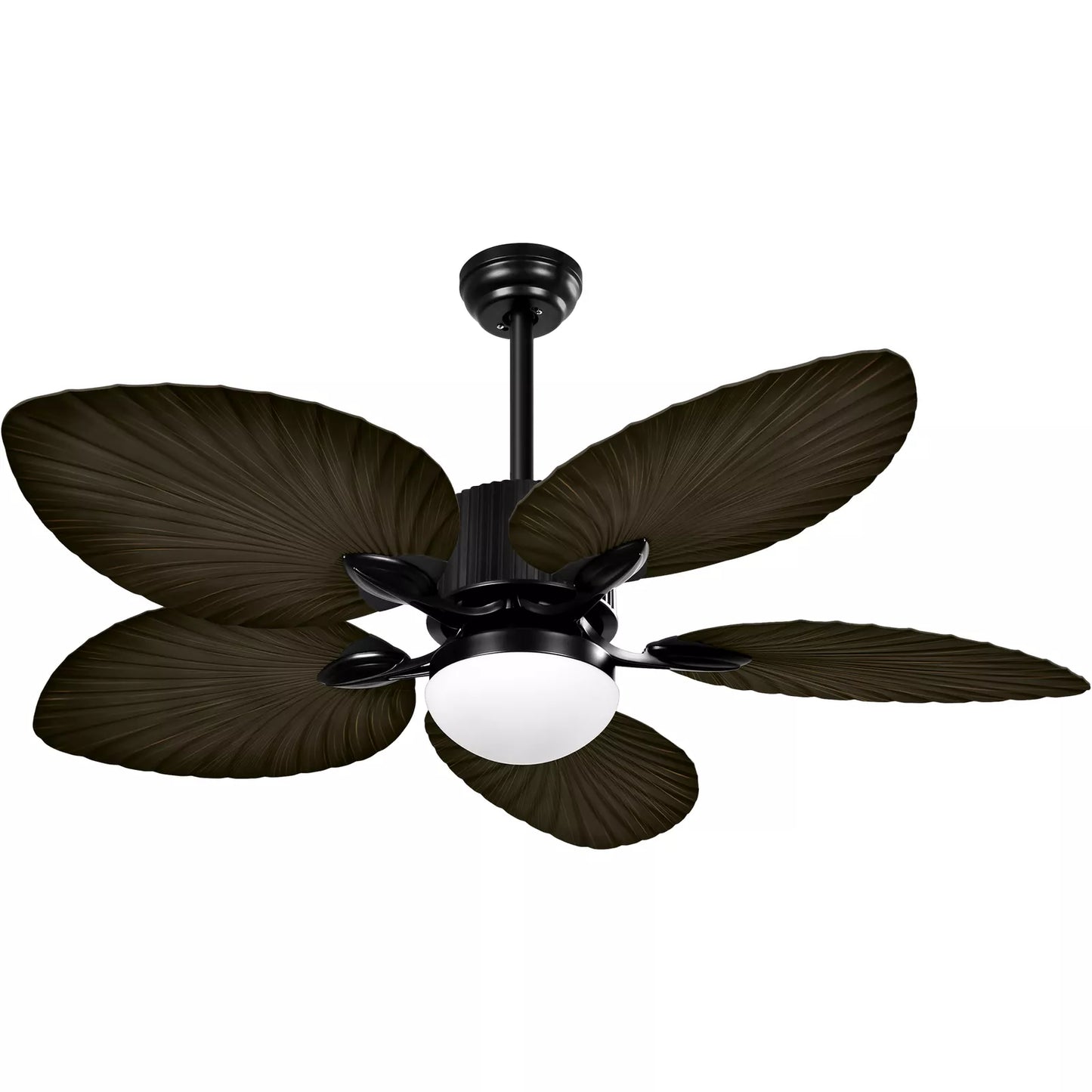 Brown Palm Ceiling Fan With Light & Remote
