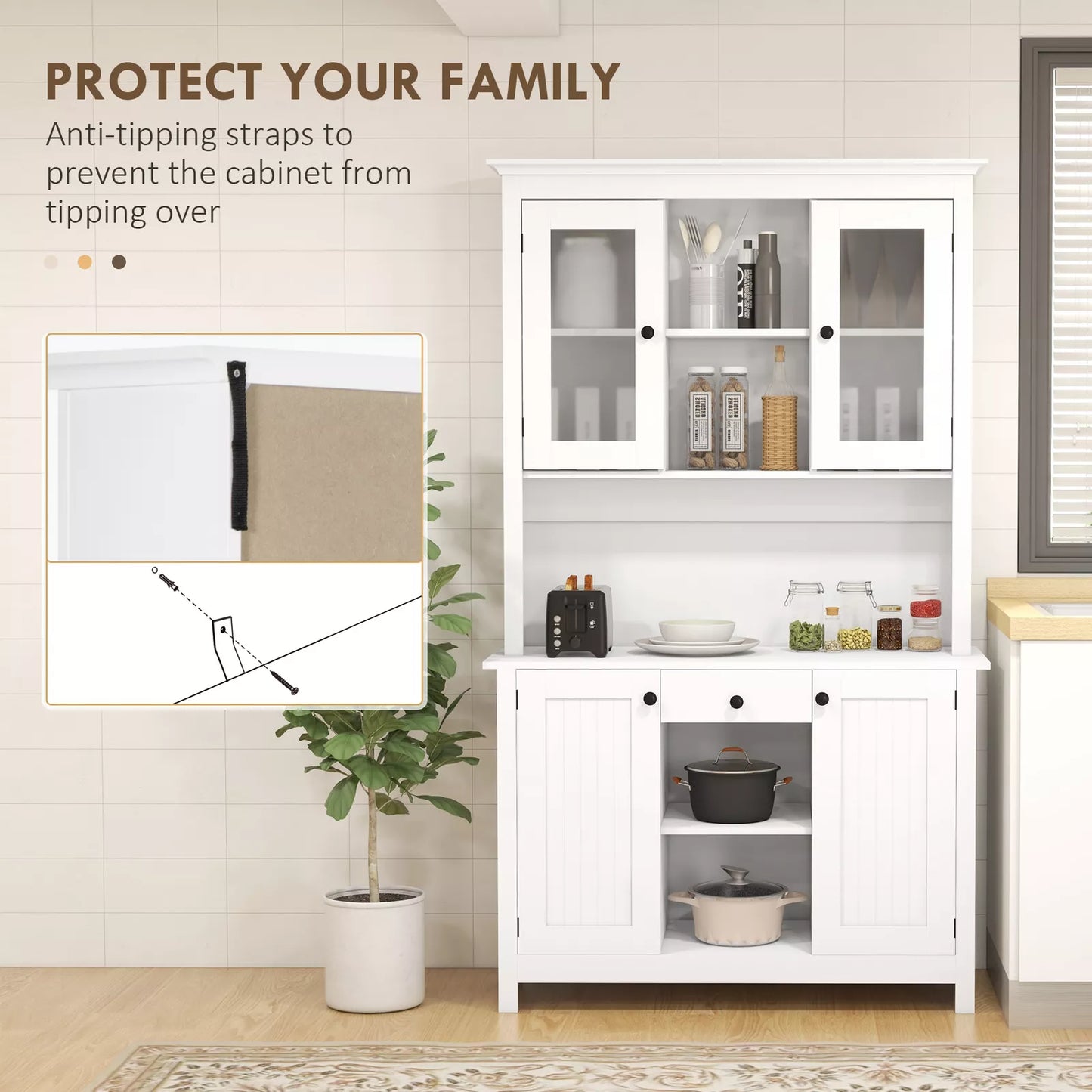 Faris Kitchen Pantry Cabinet Hutch