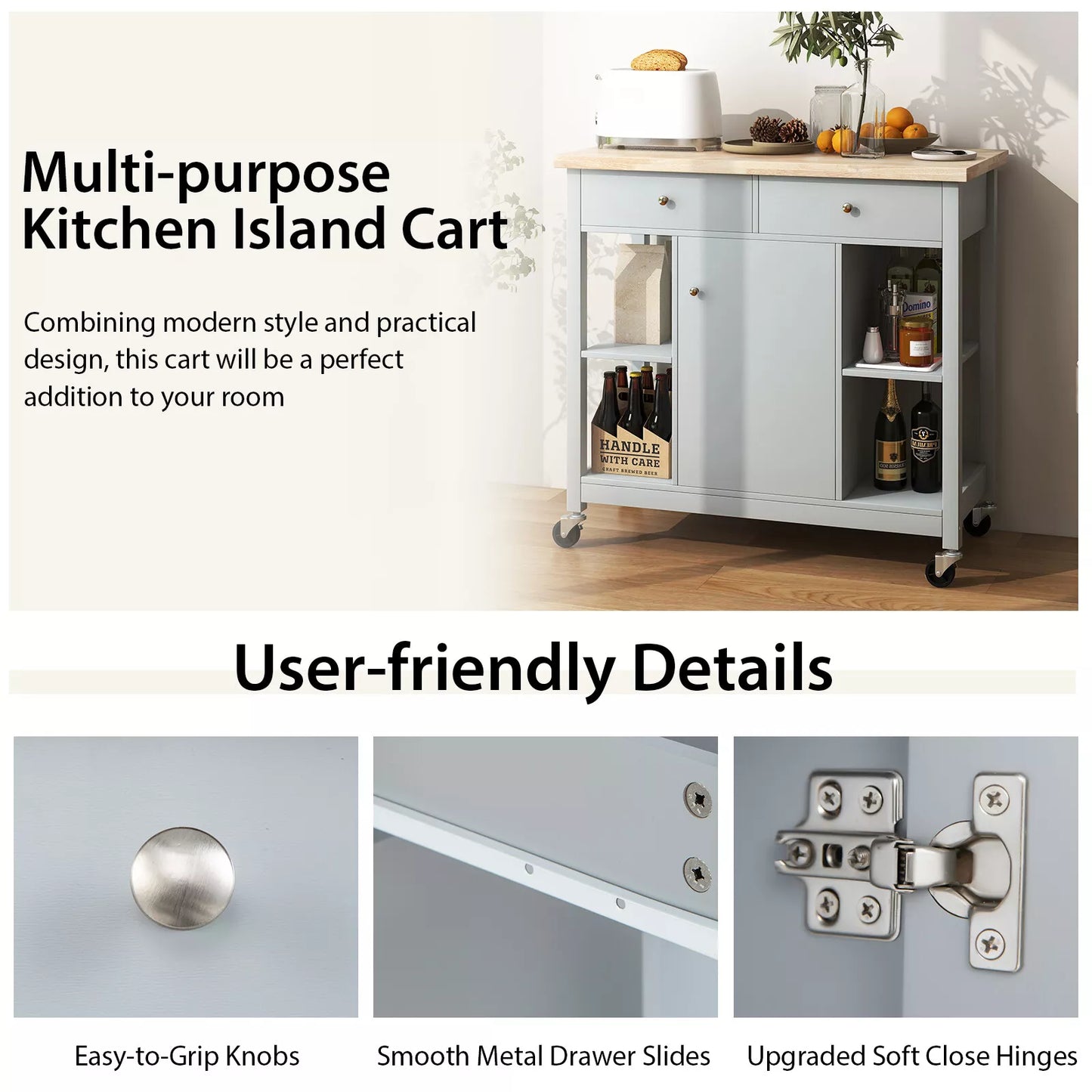 Pablo Rolling Kitchen Island Cart