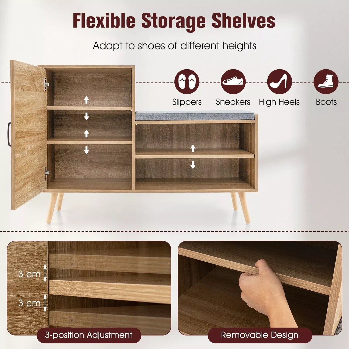 Rattan Hallway Shoe Storage Bench