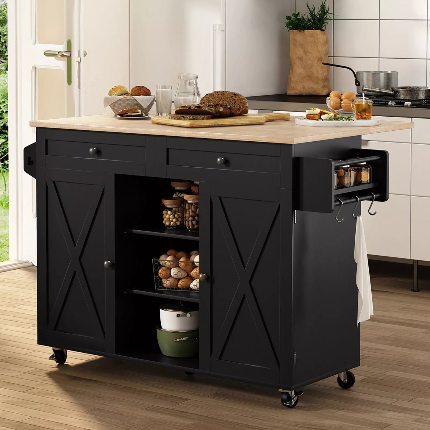 Cole Rolling Drop Leaf Kitchen Island Cart