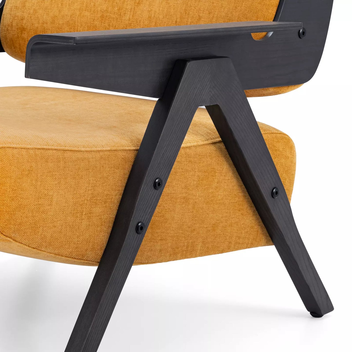 Yellow Fabric Mid Century Accent Armchair