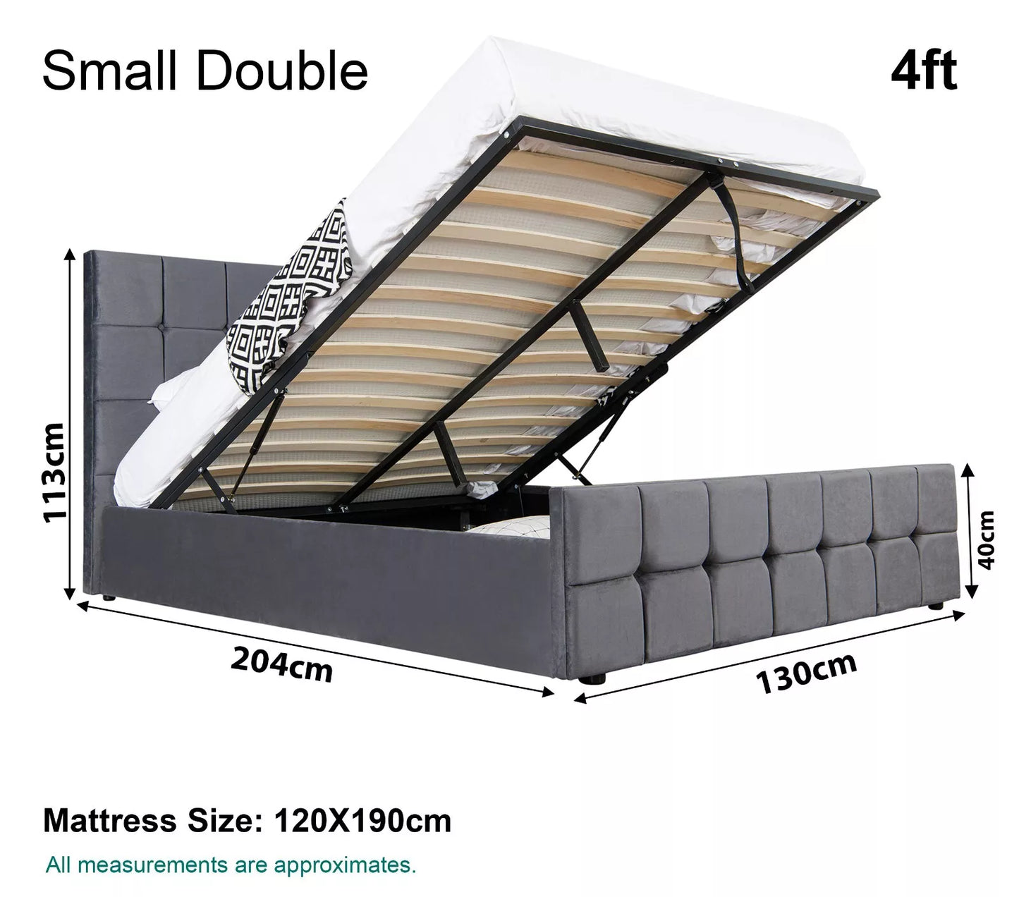 Lam Small Double Ottoman Bed Frame