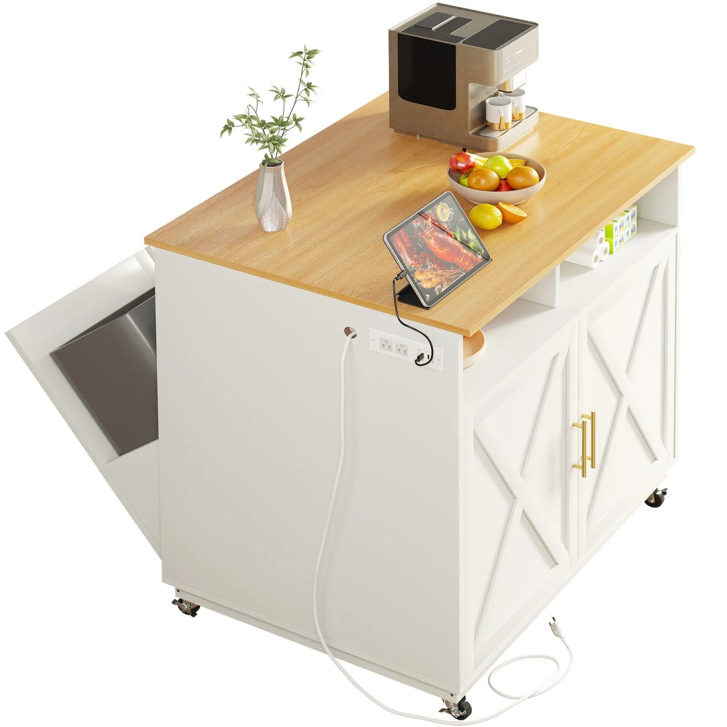 Aoife Dual Kitchen Trash Can Cabinet