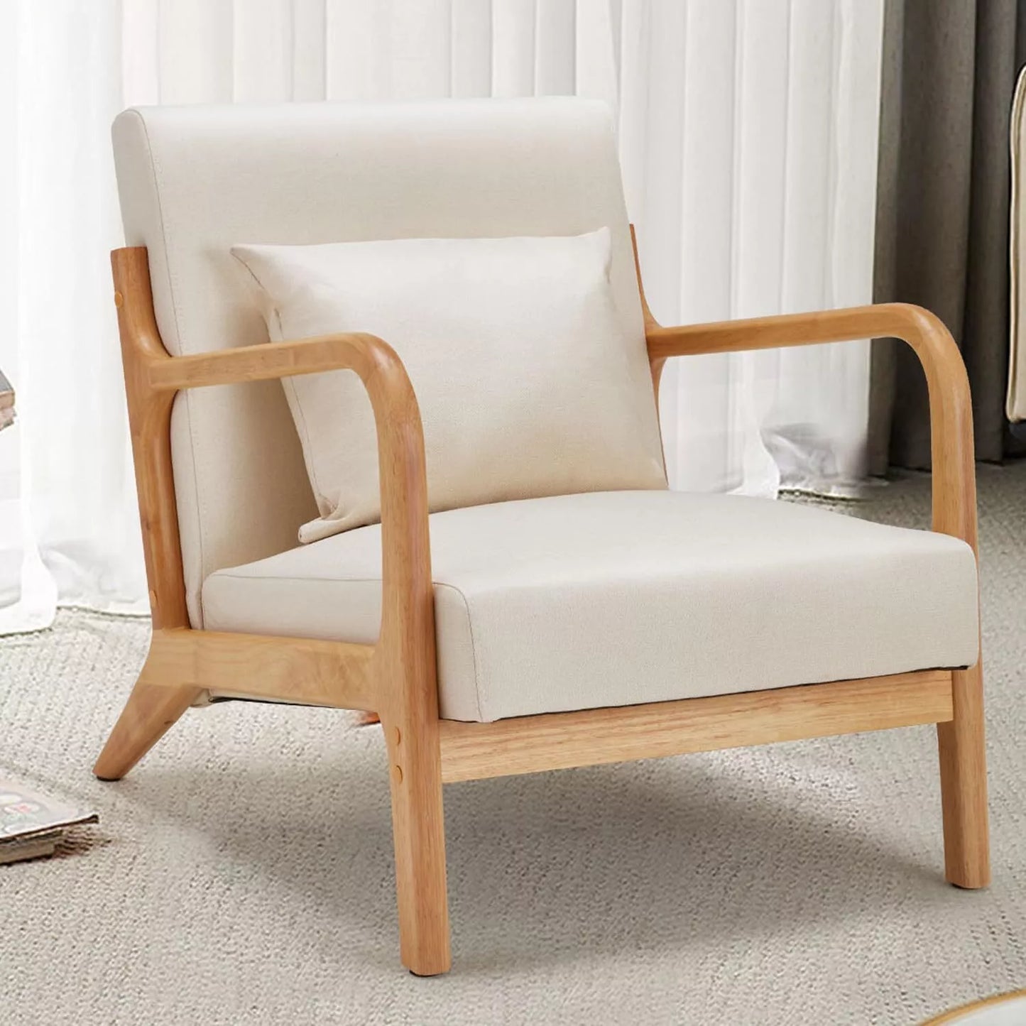 Frazer Linen Mid Century Accent Armchair