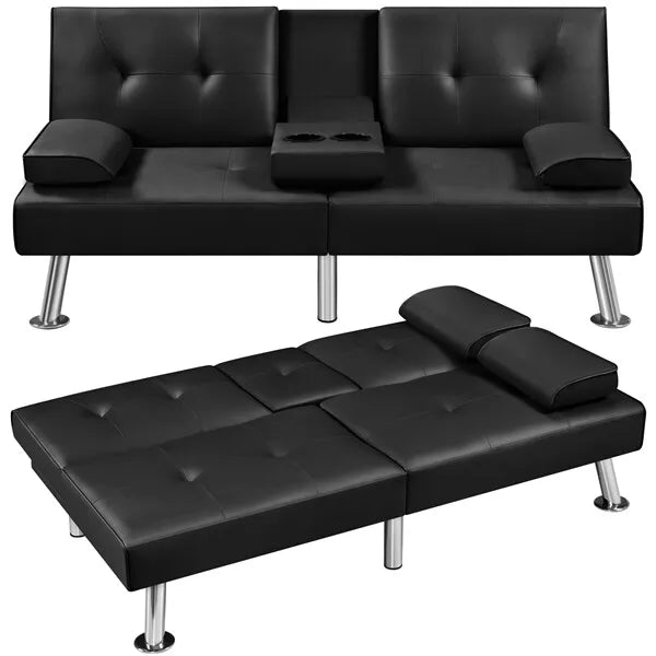 Faux Leather Futon Sofa Bed