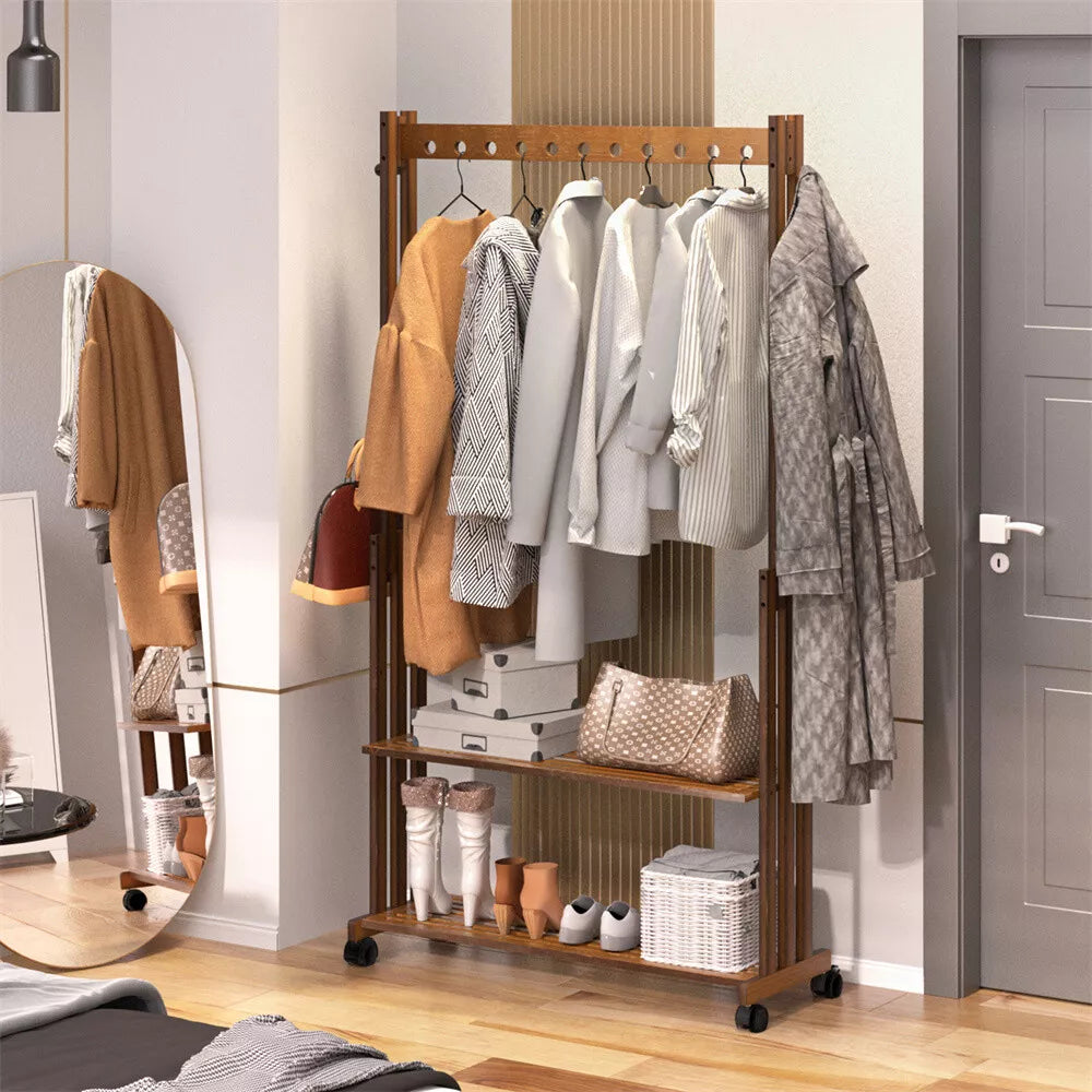 35" Heavy Duty Rolling Wardrobe Clothes Rack