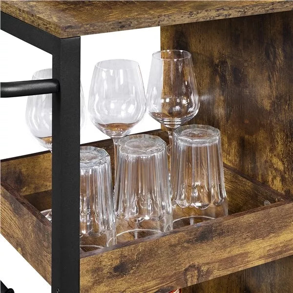 Dunn Rustic Rolling Kitchen Island Cart
