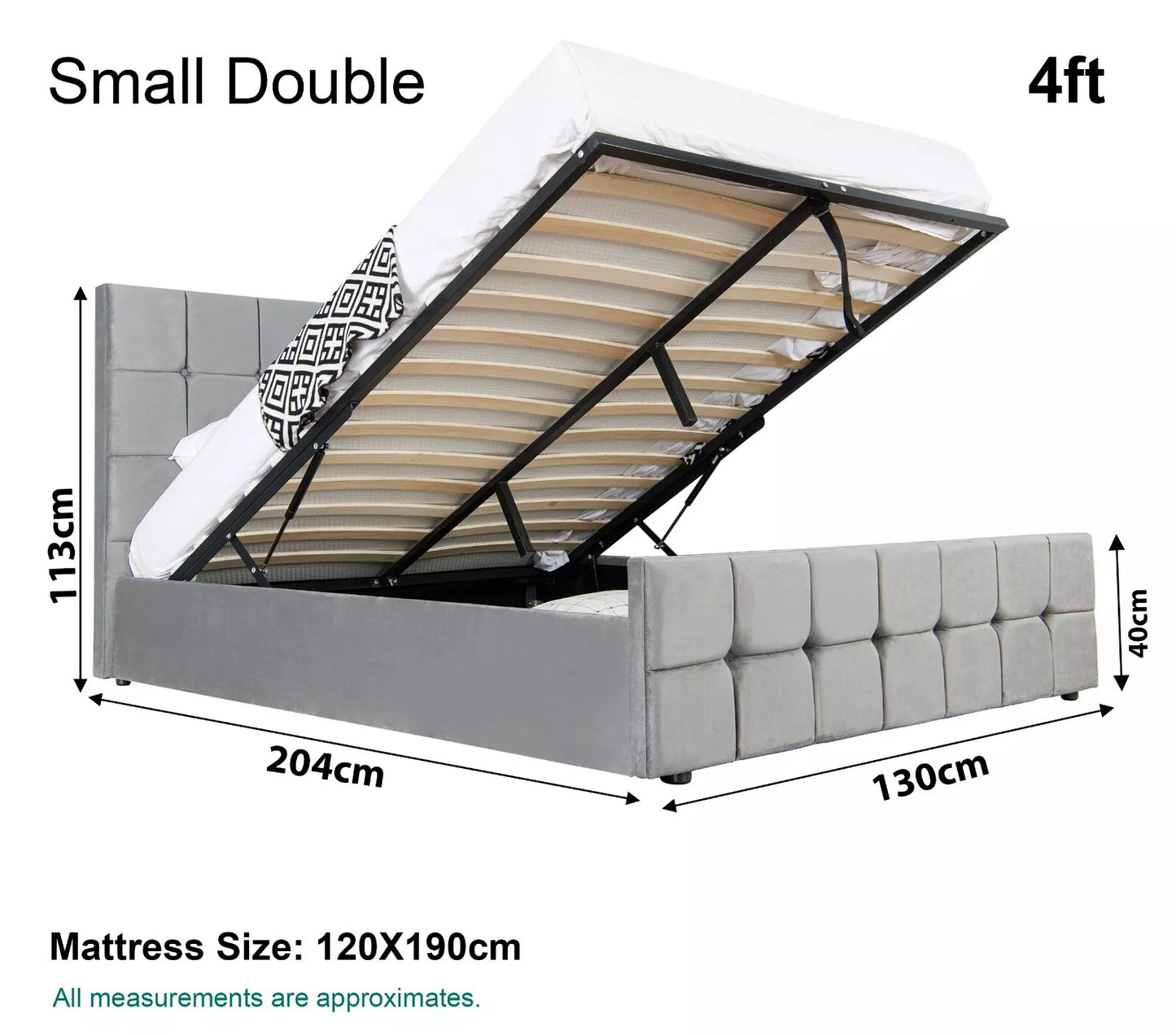Lam Small Double Ottoman Bed Frame