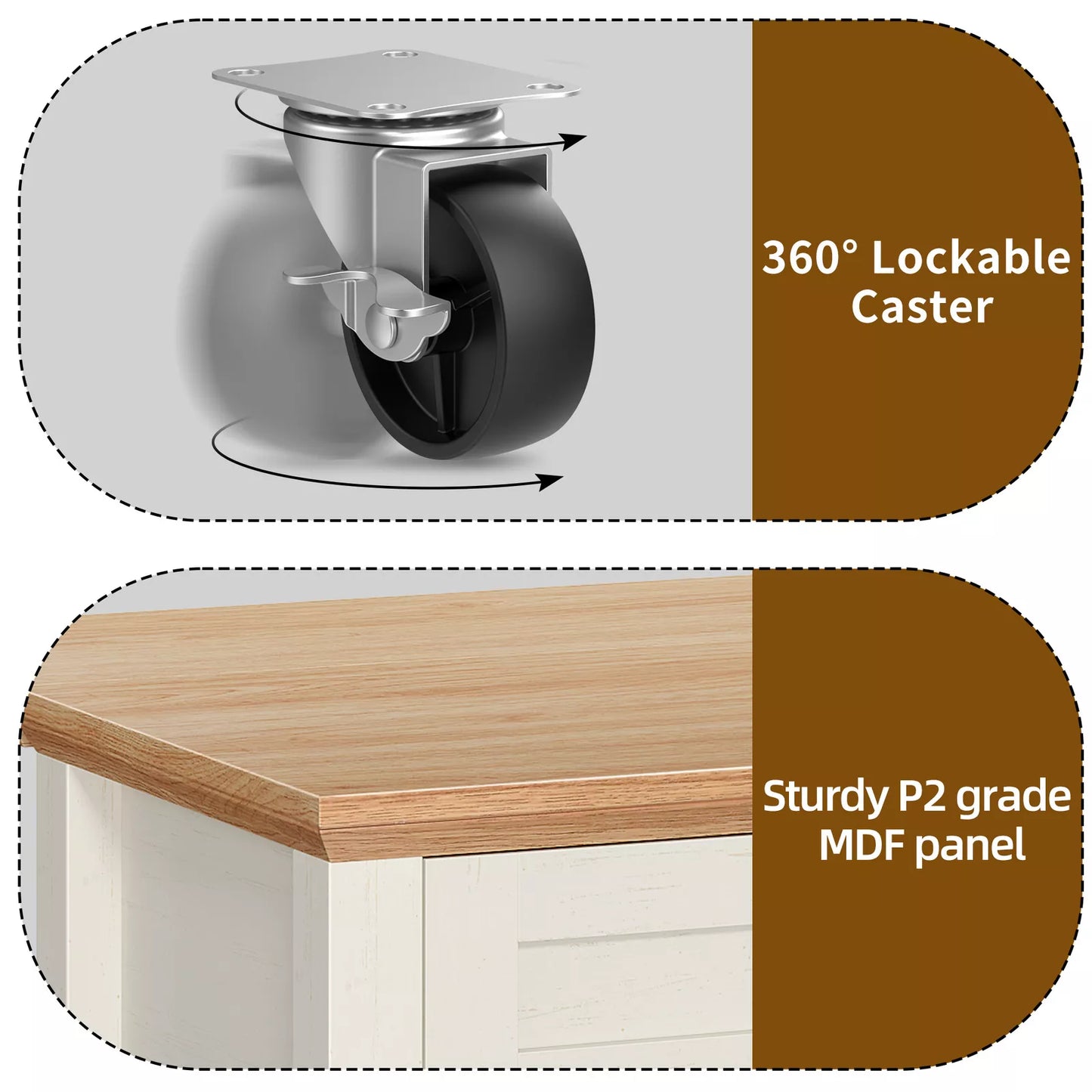 Max Rolling Drop Leaf Kitchen Island Cart