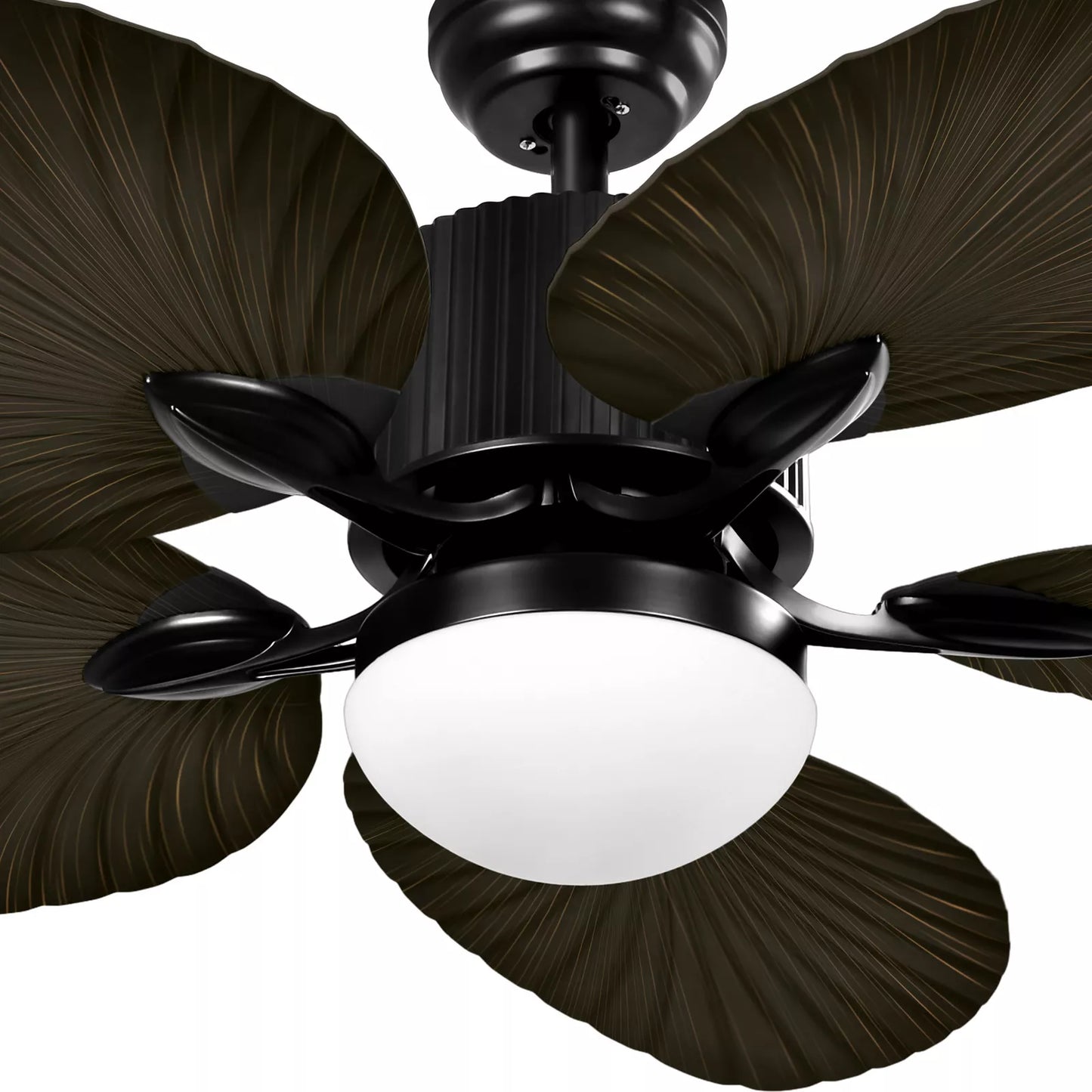 Brown Palm Ceiling Fan With Light & Remote